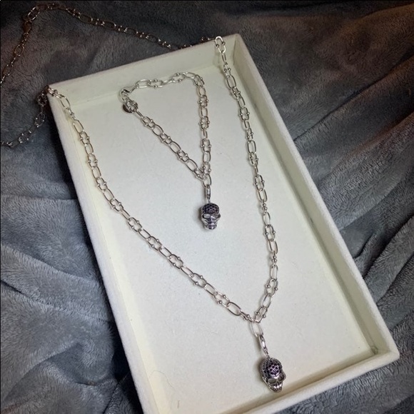 S925 Skull Pave Charm jewelry set for Men - Picture 10 of 12